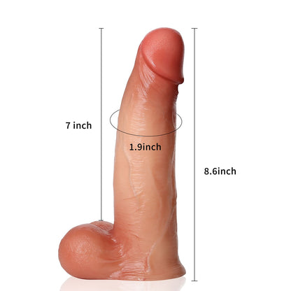 David 8.6in Flesh Sliding Foreskin Real Life Penis Dildo With Ball