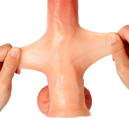 David 8.6in Flesh Sliding Foreskin Real Life Penis Dildo With Ball