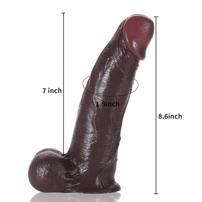 David 8.6in Black Sliding Foreskin Real Life Penis Dildo With Ball