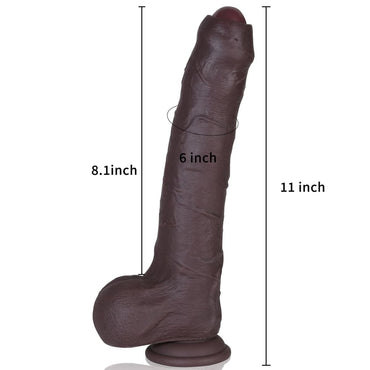 Elijah Black 11inch Huge Foreskin Sliding Skin Life Like Dildo