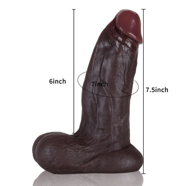 Jacob 7.5in Thick Dildo Black Most Realistic Dildo With Balls