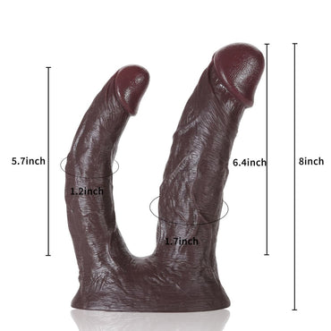 Noah 8inch Black Double Penetration Dildo Anal Sex Toy